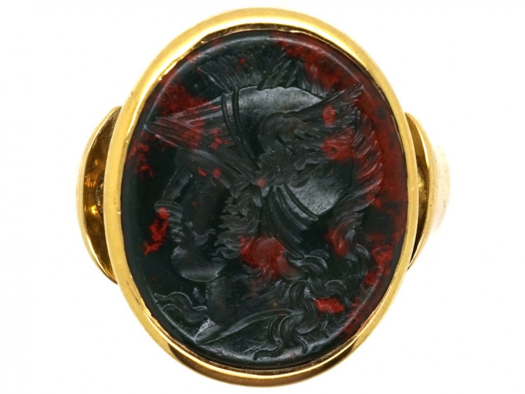 Victorian 9ct Gold Signet Ring With a Bloodstone Intaglio of Hermes