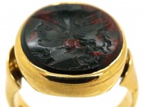 Victorian 9ct Gold Signet Ring With a Bloodstone Intaglio of Hermes