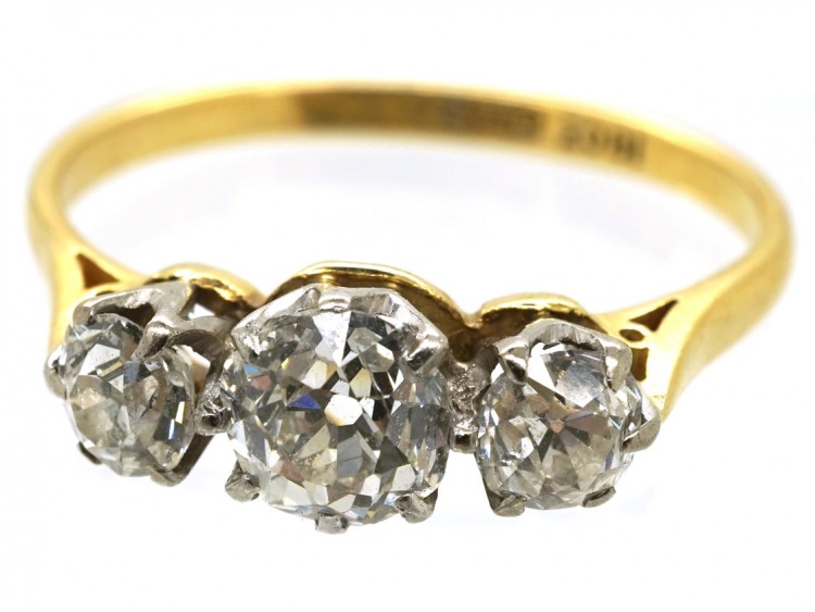 18ct Gold & Platinum, Three Stone Diamond Ring