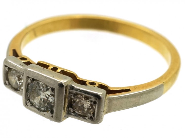 Art Deco Three Stone Diamond Ring