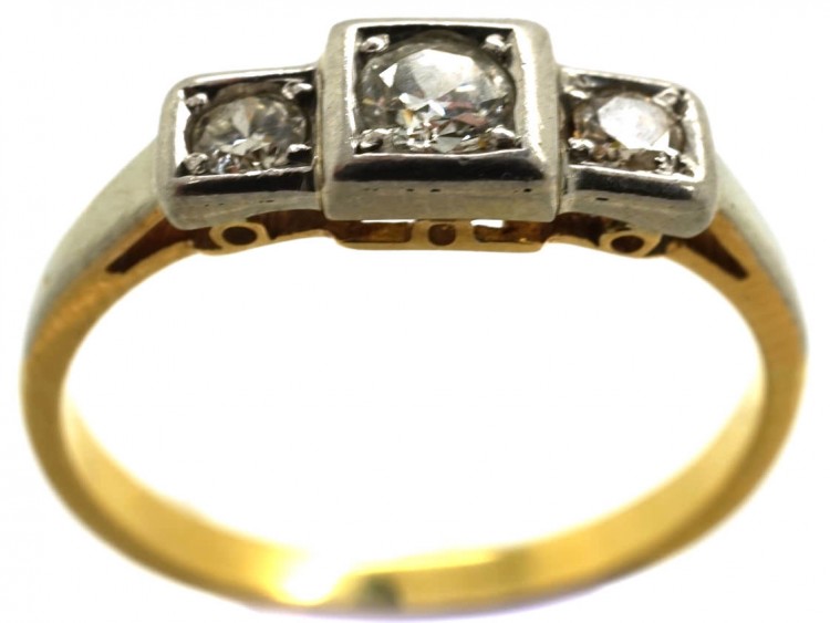 Art Deco Three Stone Diamond Ring