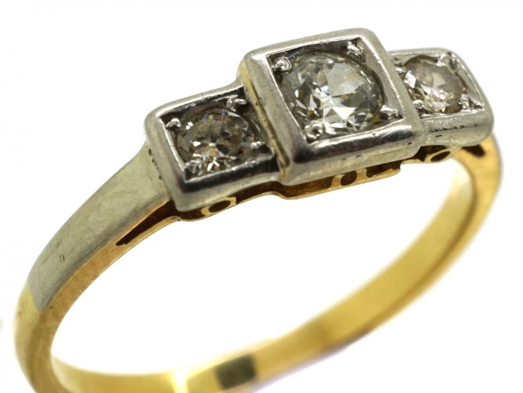 Art Deco Three Stone Diamond Ring