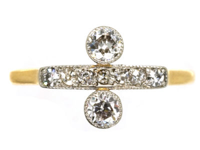 Edwardian 18ct , Platinum & Diamond Two Stone Ring