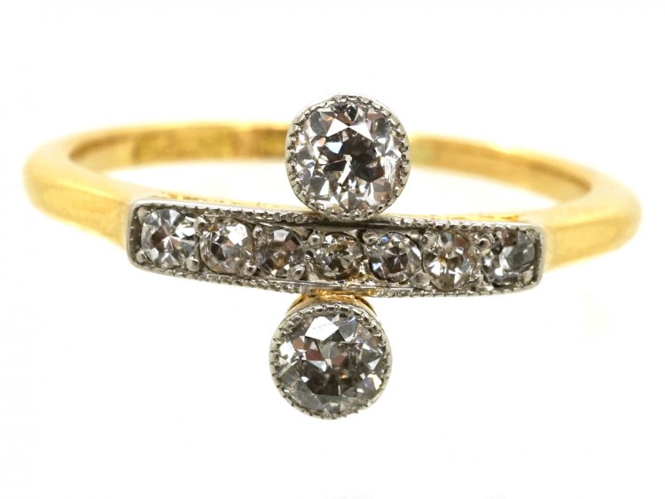 Edwardian 18ct , Platinum & Diamond Two Stone Ring