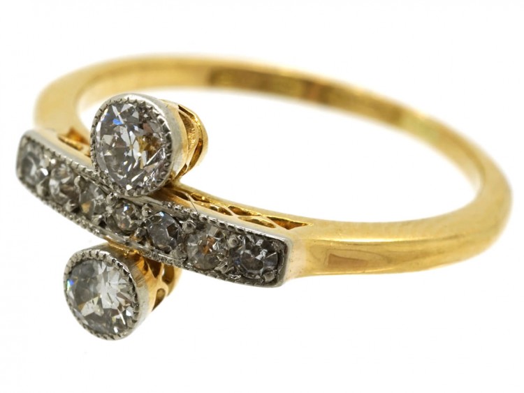 Edwardian 18ct , Platinum & Diamond Two Stone Ring