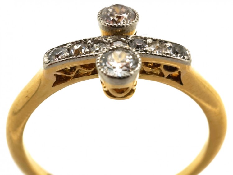 Edwardian 18ct , Platinum & Diamond Two Stone Ring
