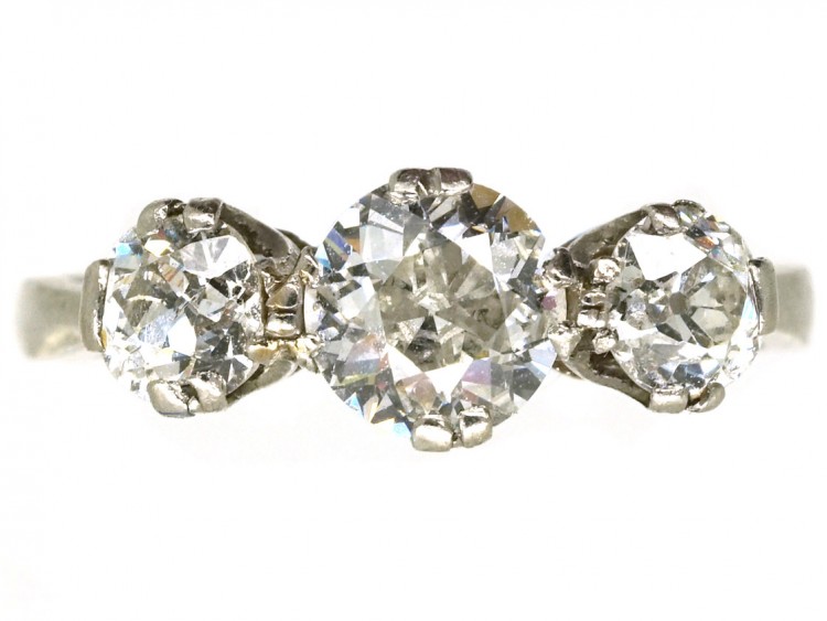 Platinum, Three Stone Diamond Ring