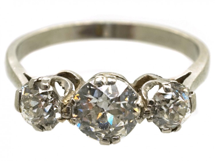 Platinum, Three Stone Diamond Ring