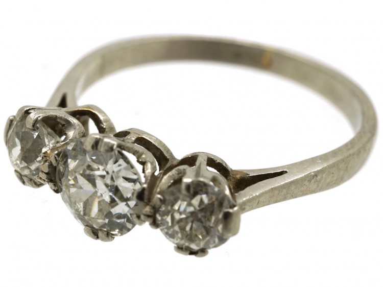 Platinum, Three Stone Diamond Ring