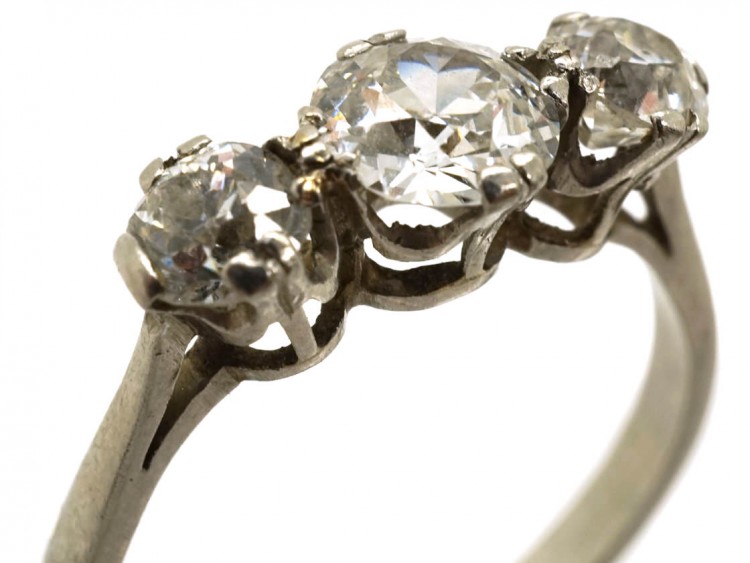 Platinum, Three Stone Diamond Ring