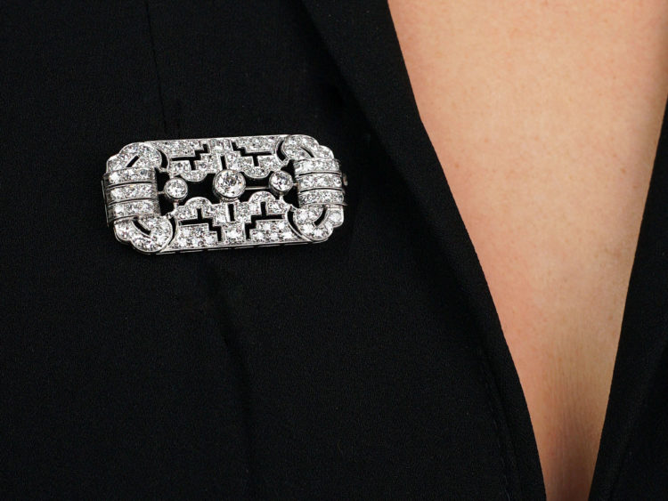 Art Deco Rectangular Platinum & Diamond Brooch
