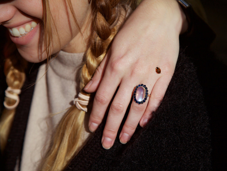 18ct Gold Large Moonstone & Sapphire Ring