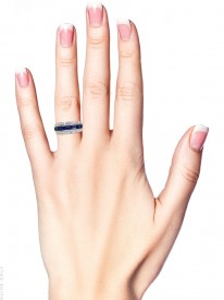 Art Deco 18ct White Gold, Sapphire & Diamond Triple Band Ring