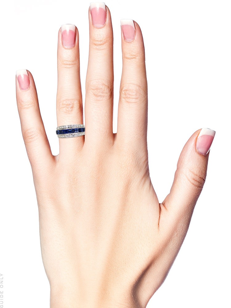 Art Deco 18ct White Gold, Sapphire & Diamond Triple Band Ring