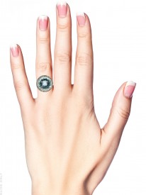 18ct Gold & Platinum, Large Aquamarine & Rose Diamond Ring