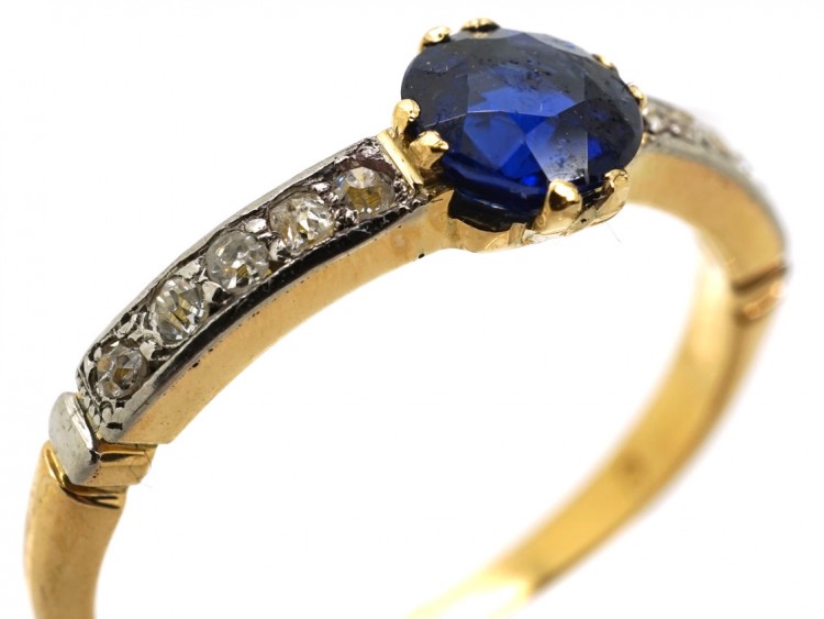 Edwardian 18ct Gold, Sapphire & Diamond Ring
