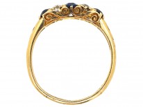 Edwardian 18ct Gold, Sapphire & Diamond Carved Half Hoop Ring