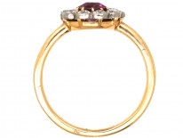 Edwardian 18ct Gold, Platinum, Ruby & Diamond Cluster Ring