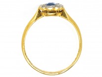 Edwardian 18ct Gold, Platinum, Sapphire & Diamond Oval Cluster Ring