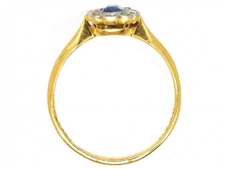 Edwardian 18ct Gold, Platinum, Sapphire & Diamond Oval Cluster Ring