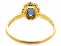 Edwardian 18ct Gold, Platinum, Sapphire & Diamond Oval Cluster Ring