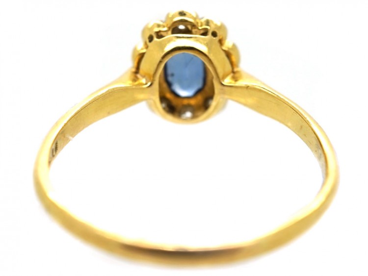 Edwardian 18ct Gold, Platinum, Sapphire & Diamond Oval Cluster Ring