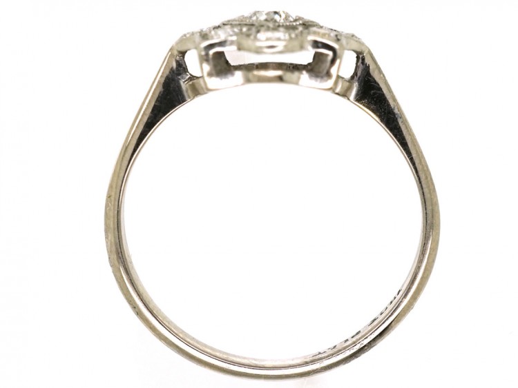 Art Deco 18ct Gold, Platinum, Diamond Cluster Ring