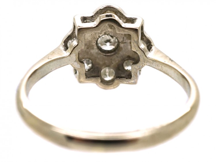 Art Deco 18ct Gold, Platinum, Diamond Cluster Ring