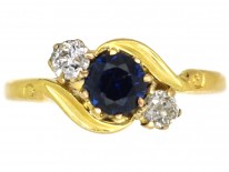 Edwardian 18ct Gold, Platinum, Sapphire & Diamond Twist Ring