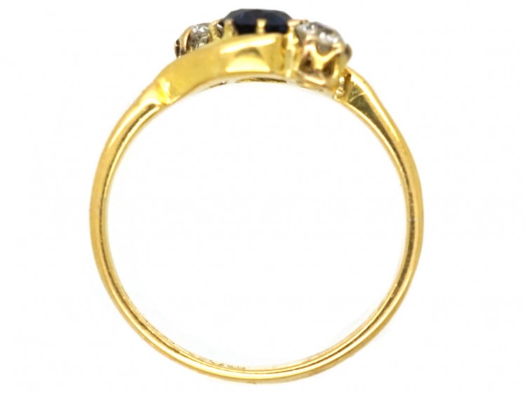 Edwardian 18ct Gold, Platinum, Sapphire & Diamond Twist Ring