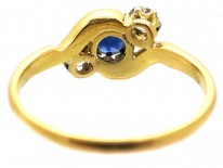 Edwardian 18ct Gold, Platinum, Sapphire & Diamond Twist Ring