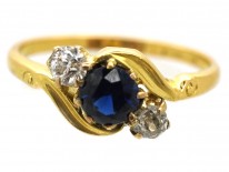 Edwardian 18ct Gold, Platinum, Sapphire & Diamond Twist Ring
