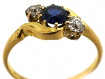 Edwardian 18ct Gold, Platinum, Sapphire & Diamond Twist Ring