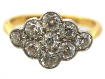 Edwardian 18ct Gold , Platinum & Diamond Cluster Ring