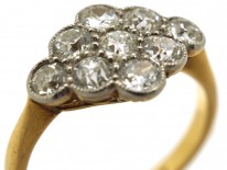 Edwardian 18ct Gold , Platinum & Diamond Cluster Ring