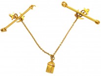 Pair of 15ct Gold Nautical Brooches With Lantern in Original Case