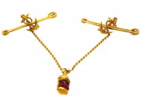 Pair of 15ct Gold Nautical Brooches With Lantern in Original Case