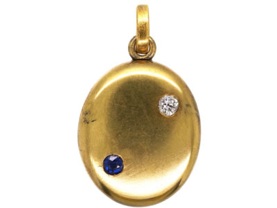 Edwardian 18ct Gold Sapphire & Diamond Oval Locket
