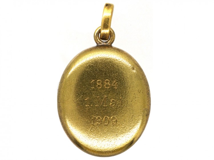 Edwardian 18ct Gold Sapphire & Diamond Oval Locket