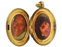 Edwardian 18ct Gold Sapphire & Diamond Oval Locket