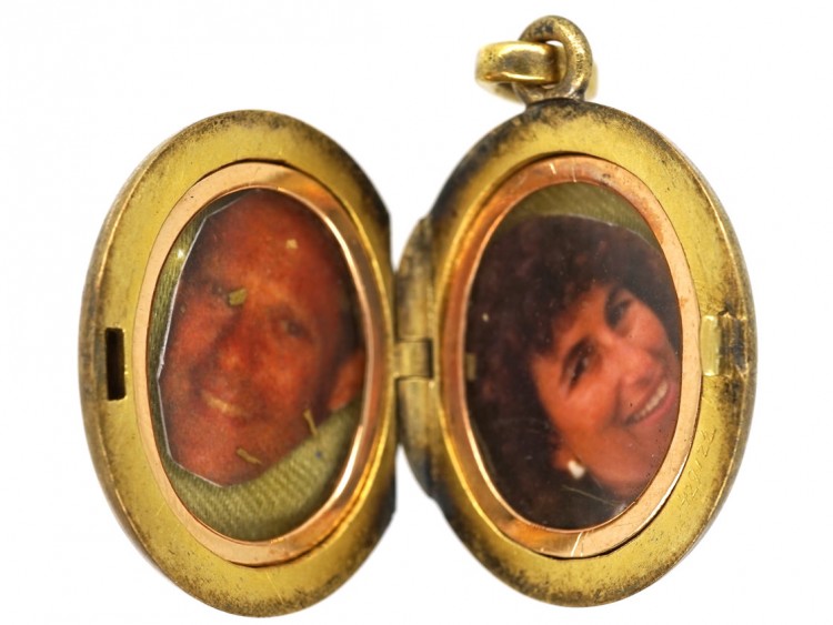 Edwardian 18ct Gold Sapphire & Diamond Oval Locket