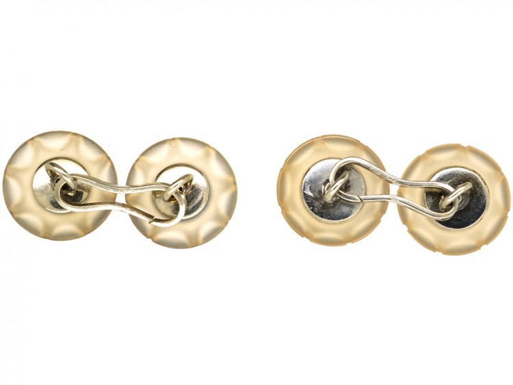 French Art Deco 18ct White Gold, Lapis & Rock Crystal Cufflinks