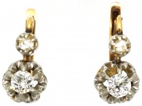 French 18ct Gold & Diamond Earrings