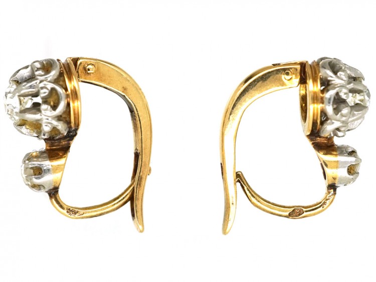 French 18ct Gold & Diamond Earrings