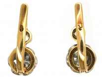 French 18ct Gold & Diamond Earrings