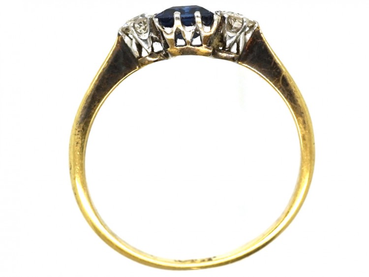 Edwardian 18ct Gold, Sapphire & Diamond Three Stone Ring