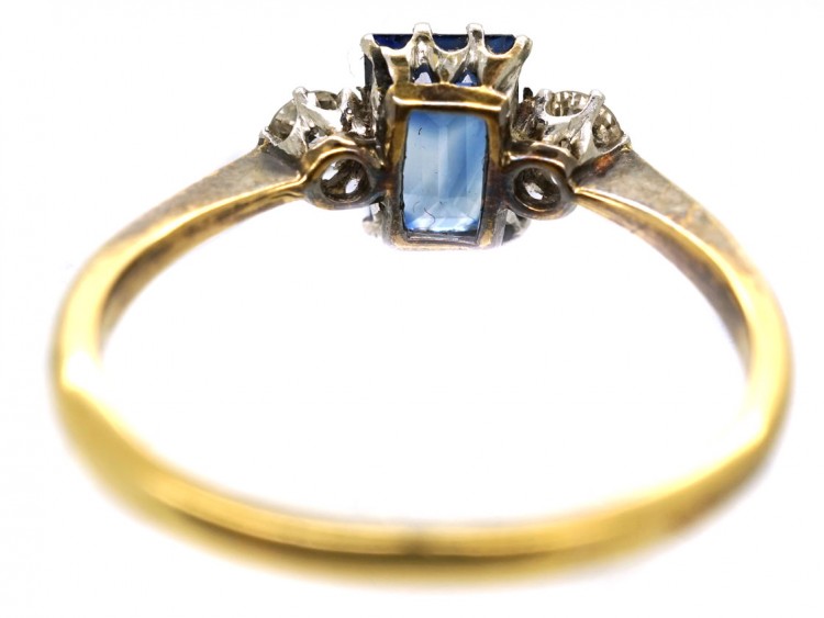 Edwardian 18ct Gold, Sapphire & Diamond Three Stone Ring