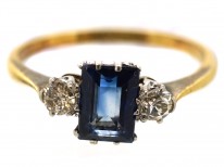 Edwardian 18ct Gold, Sapphire & Diamond Three Stone Ring