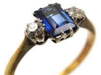 Edwardian 18ct Gold, Sapphire & Diamond Three Stone Ring
