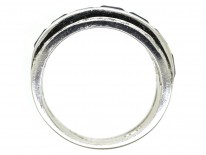 Art Deco 18ct White Gold, Sapphire & Diamond Triple Band Ring